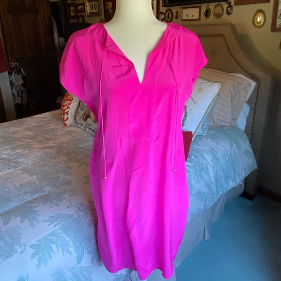 C. Wonder Bright Pink/Fuchsia Silk Dress with Slip - Picture 2 of 16
